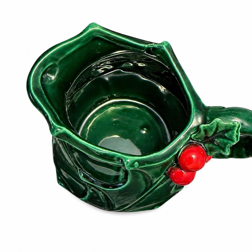 VTG Lefton Holly Berry Creamer Christmas Green Ceramic Japan EUC #4369 - Picture 7 of 10